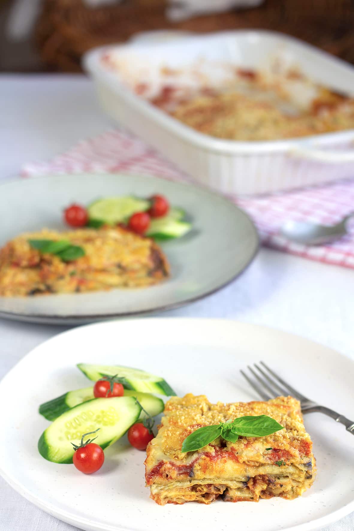 Eggplant parmigiana with cashew cheese