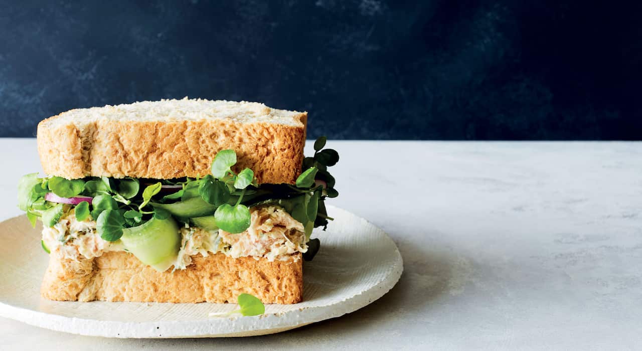 Smoked mackerel watercress sandwich.
