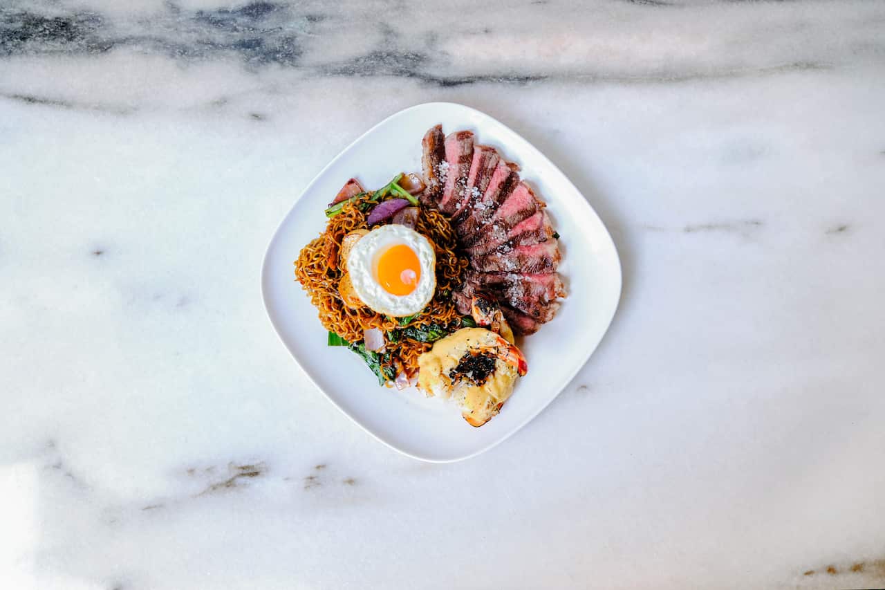 Indomie ie goreng surf and turf