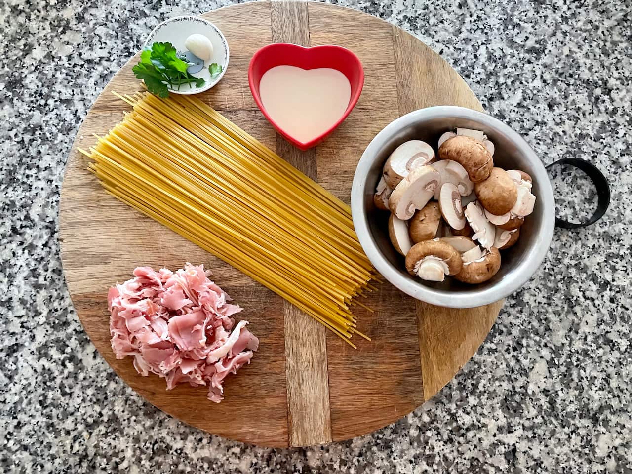 mushroom and pancetta pasta ingredients