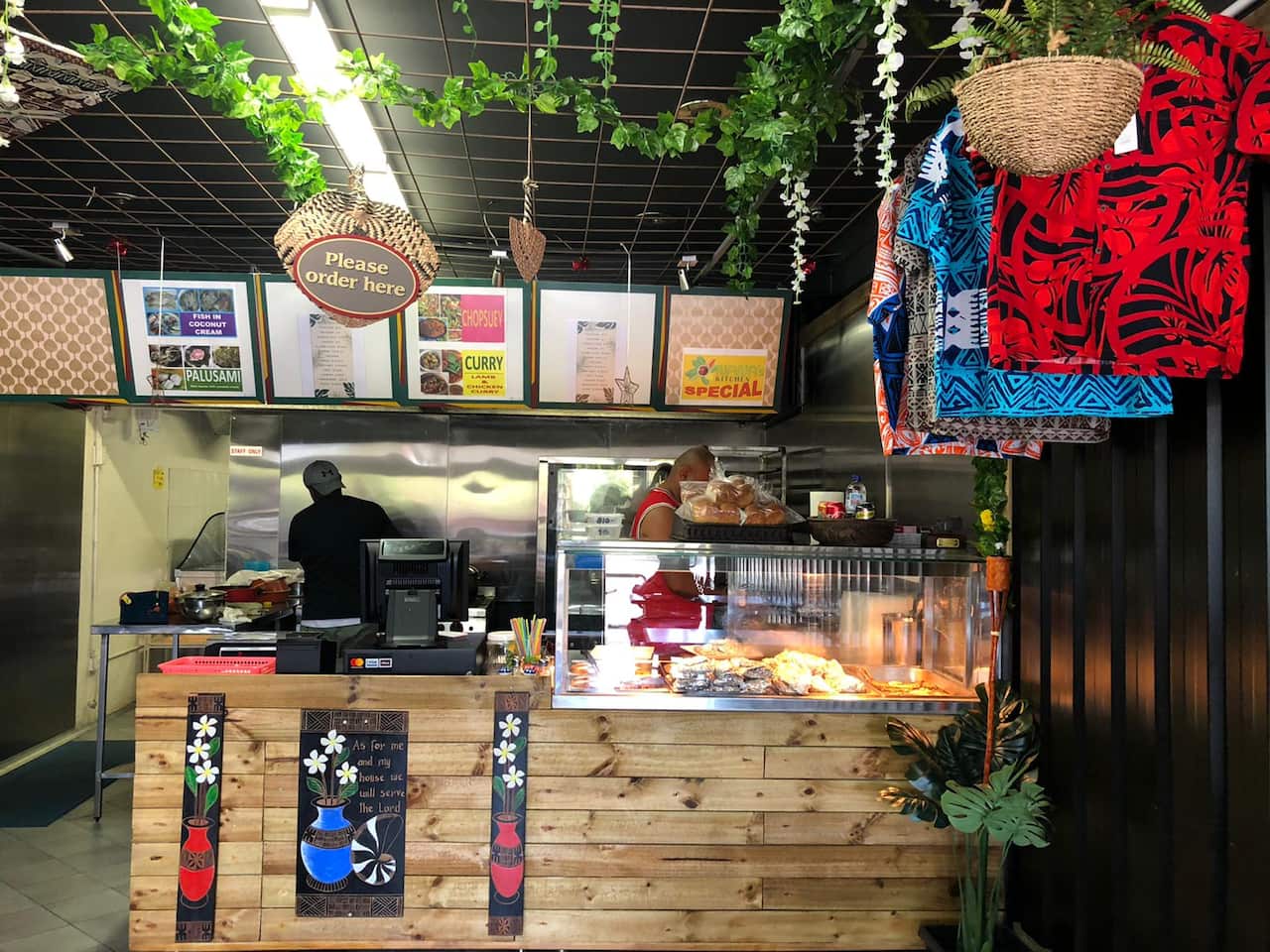 The menu at Island Feast changes daily where all the dishes cooked are on display at the counter.