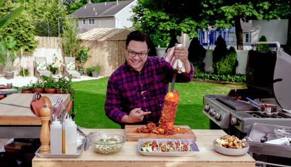 Chef Dale Talde in It's Taco Time ep with is lemongrass guajillo pork tacos