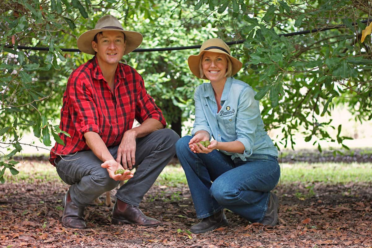 Jodie Cameron and husband Michael at their macadamia farm. 