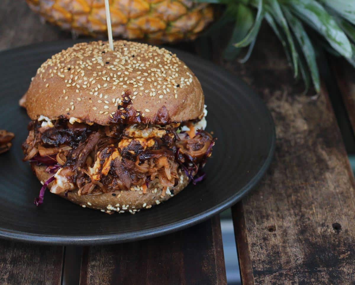 Jackfruit burger from Moo-Free burgers