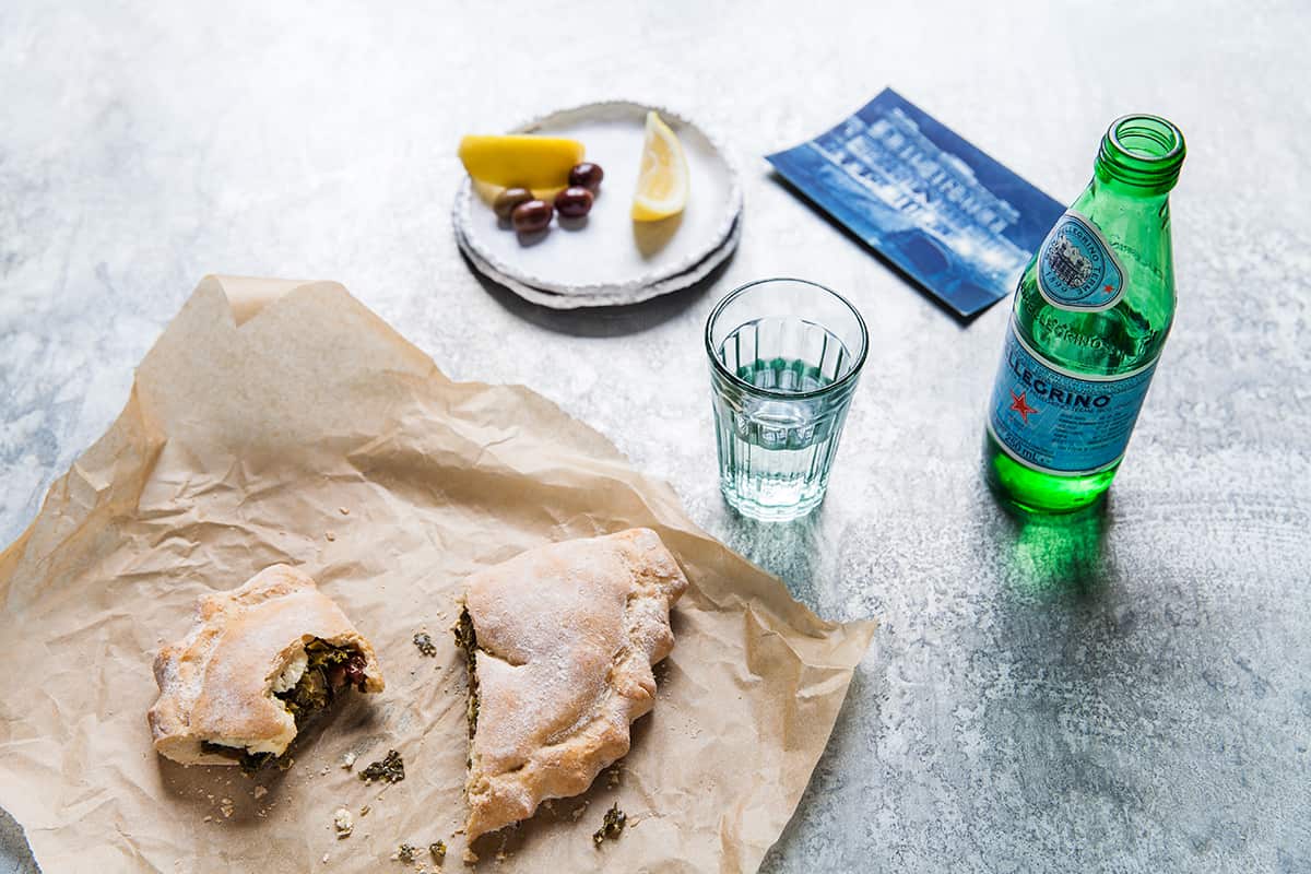 Kale, ricotta and anchovy calzone  