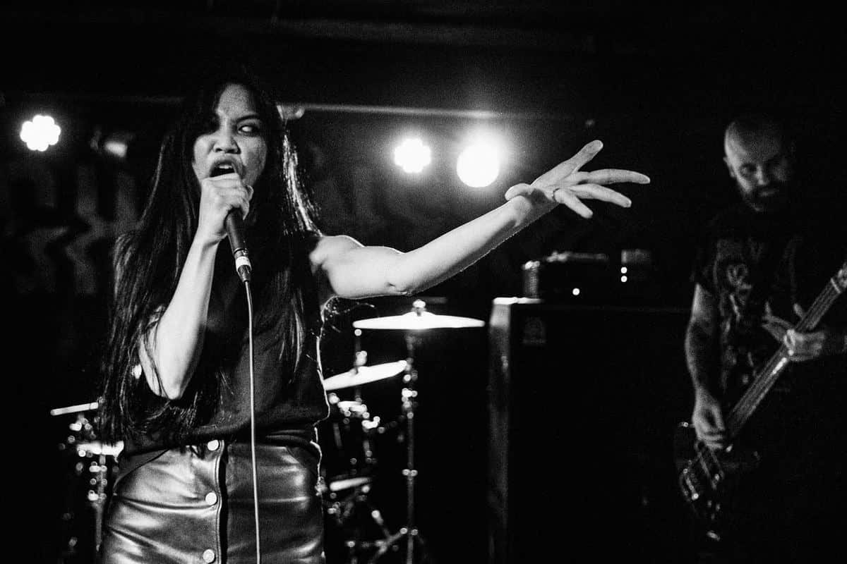 Karina Utomo sings in the heavy-metal band High Tension.