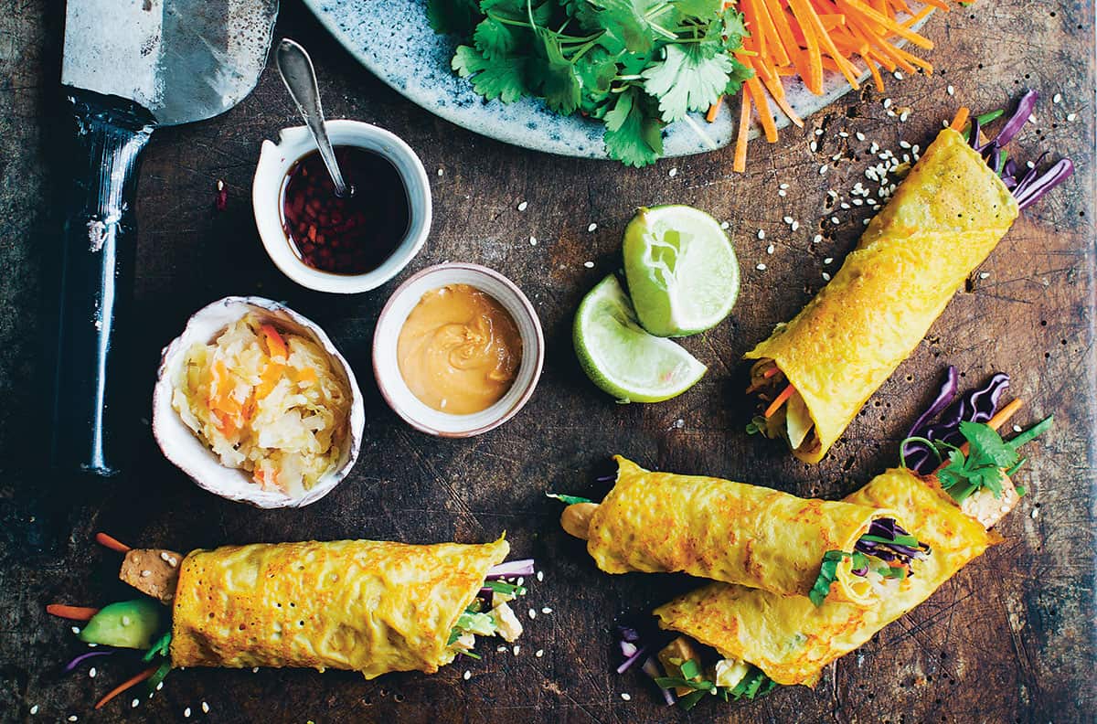 Korean carrot crepe rolls