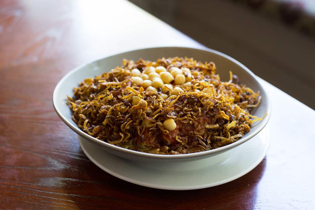 The koshari is layered at 
