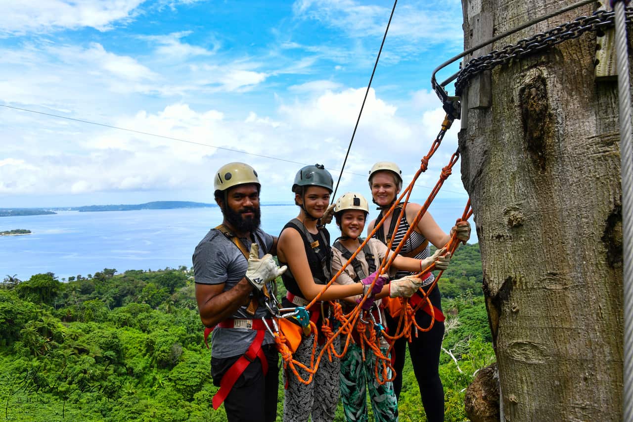 Kylie Travers and her family in Vanuatu.
