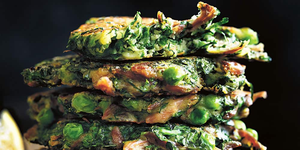 Donna Hay's pea and lamb fritters