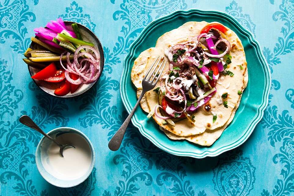 Lamb shawarma with tahini and lemon