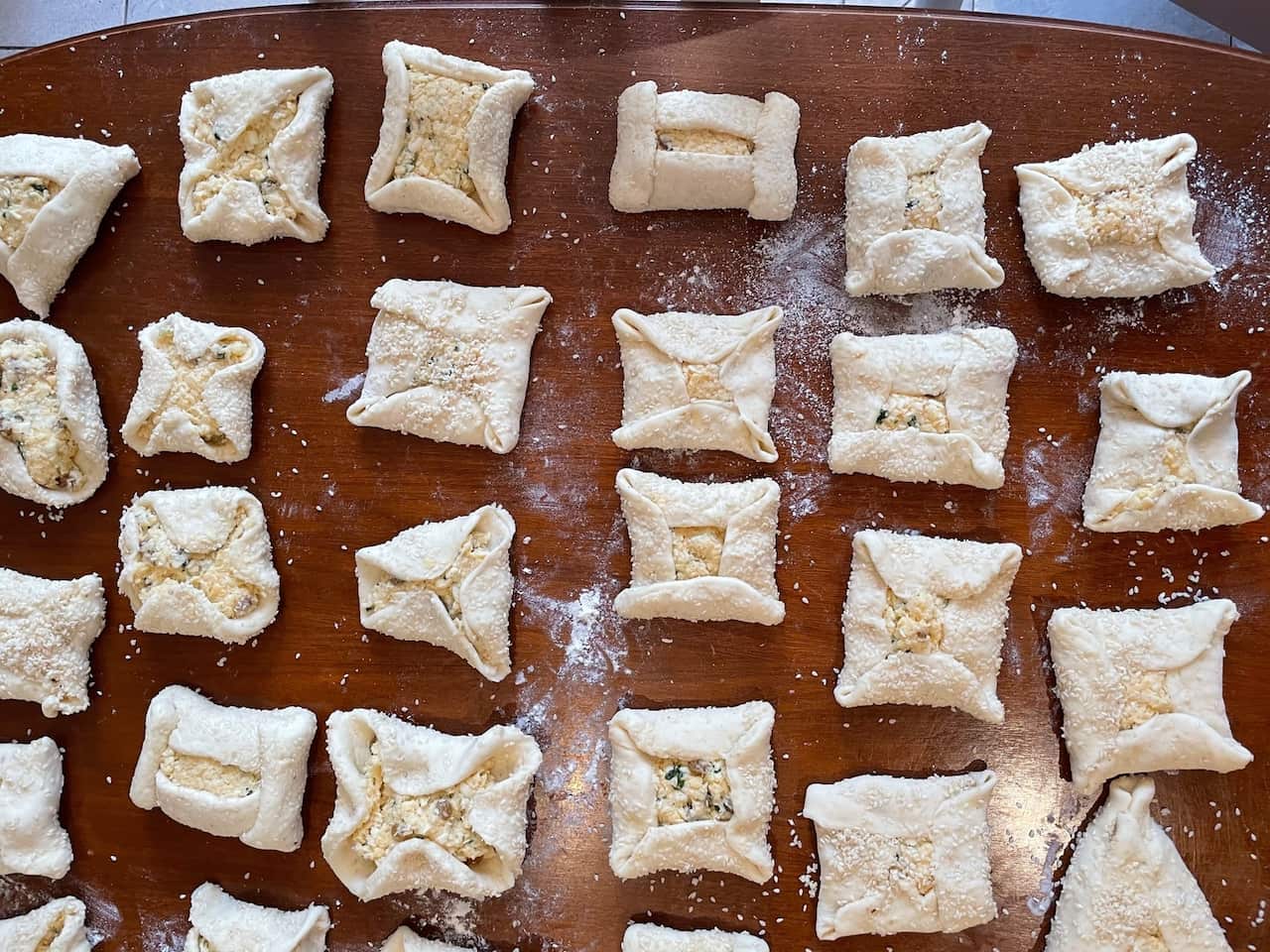 Making Greek Easter cheese pies (lambropites)