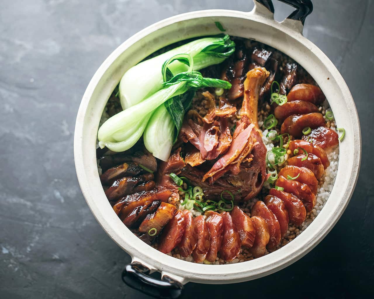 Lap mei fan (Hong Kong cured meat claypot rice)