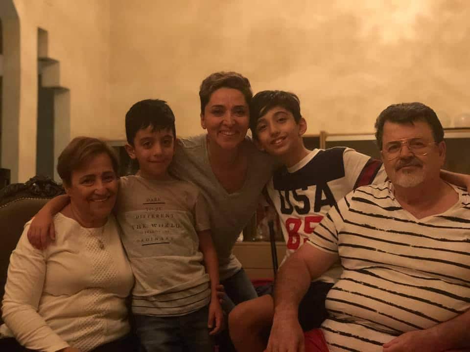 Racha Abou Alchamat (centre) with her family on her last visit to Syria.