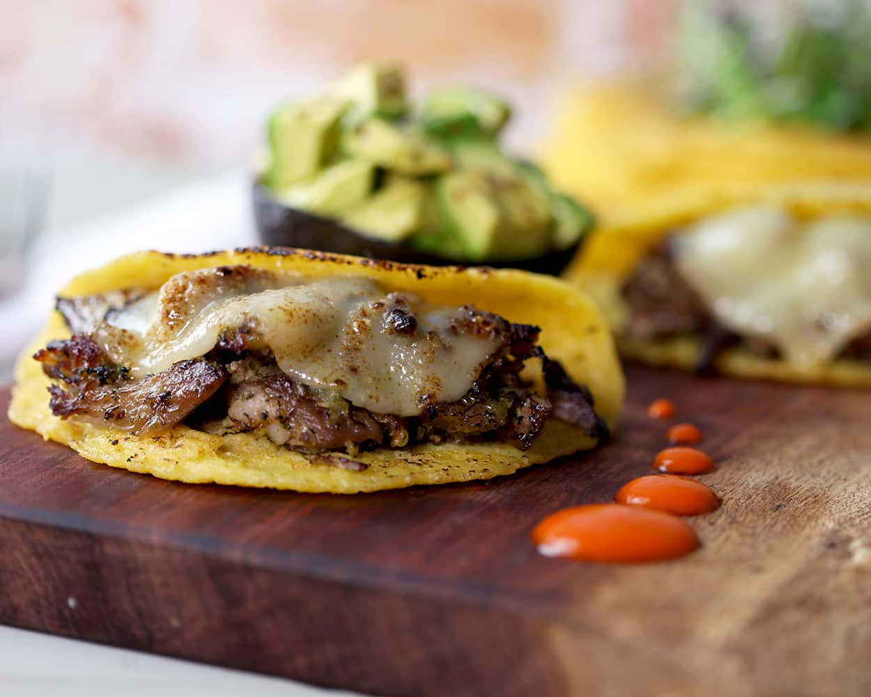 Corn pancakes with pork  - cachapas con cerdo 