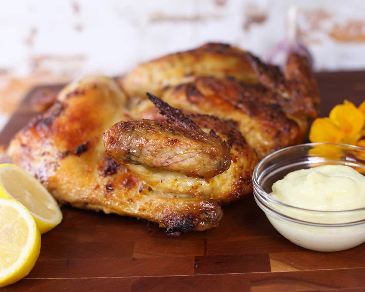 Roast chicken with aioli 