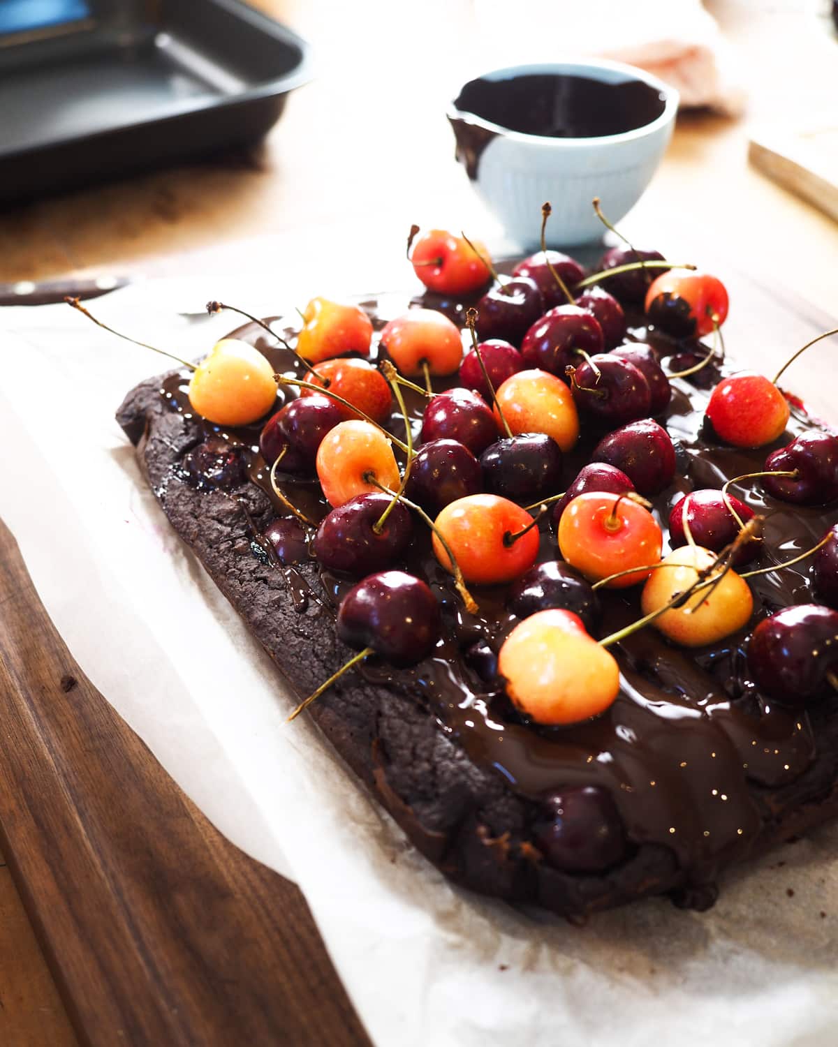 Left-over bread cake with chocolate and cherries (torta di pane e cioccolato)