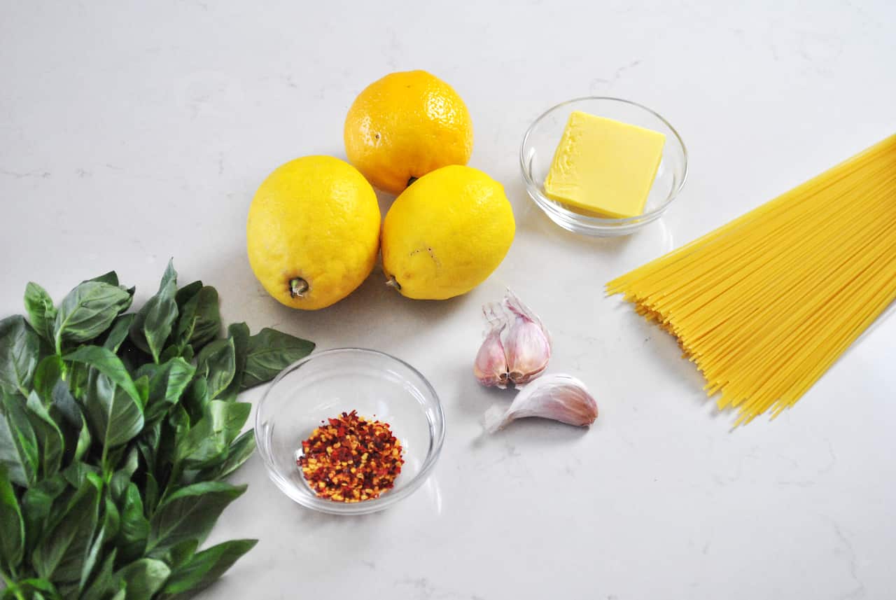 Lemon pasta ingredients