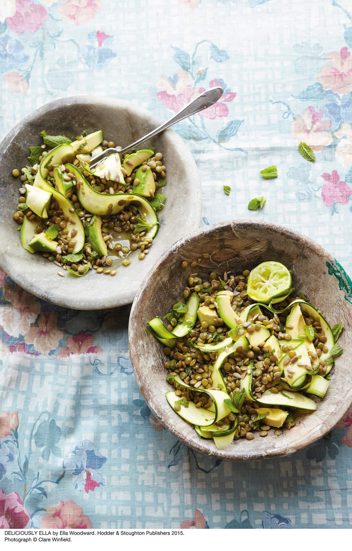 Lentil, courgette and mint salad