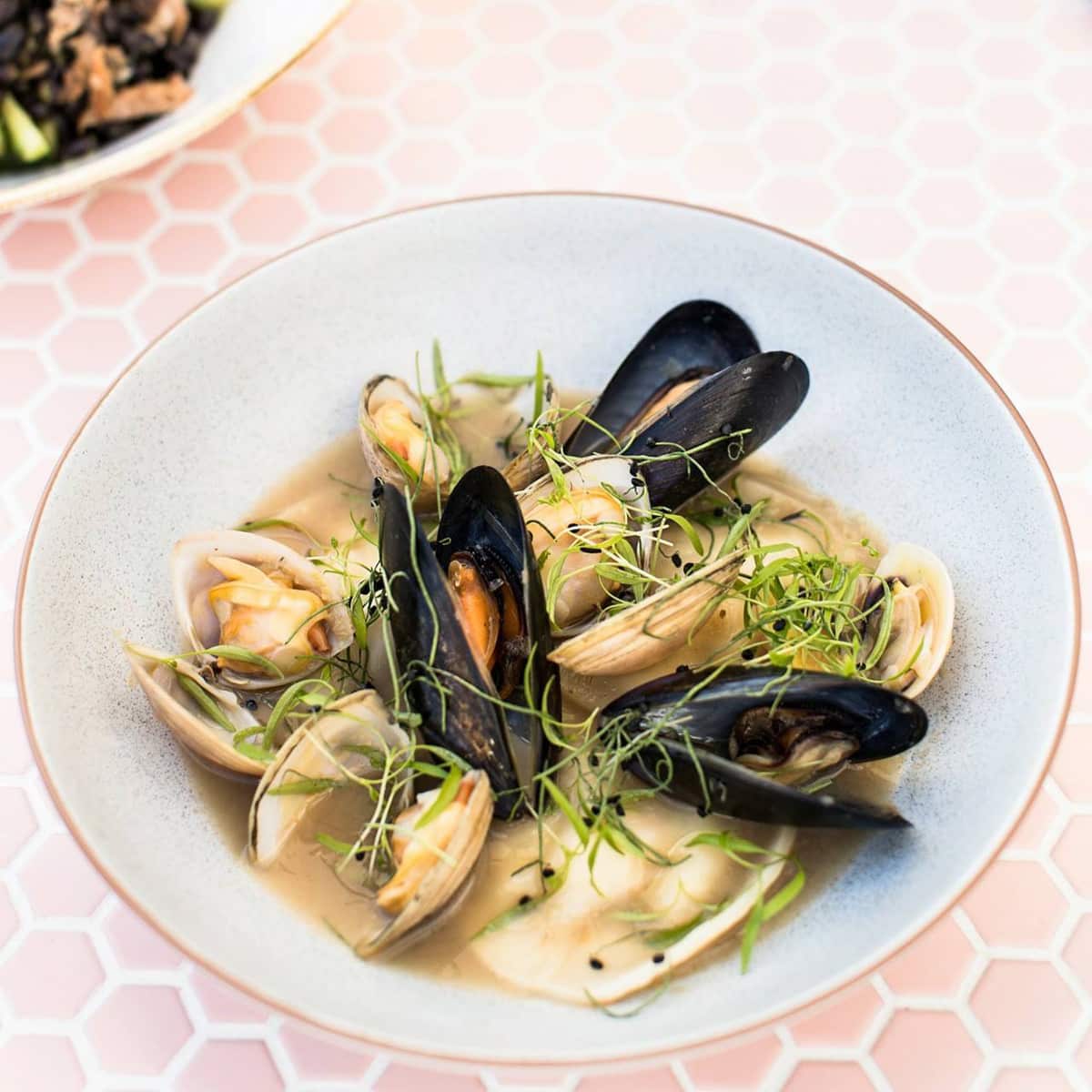 Lobster ravioli - haloumi cream, mussels in a kakavia broth - Ble restaurant