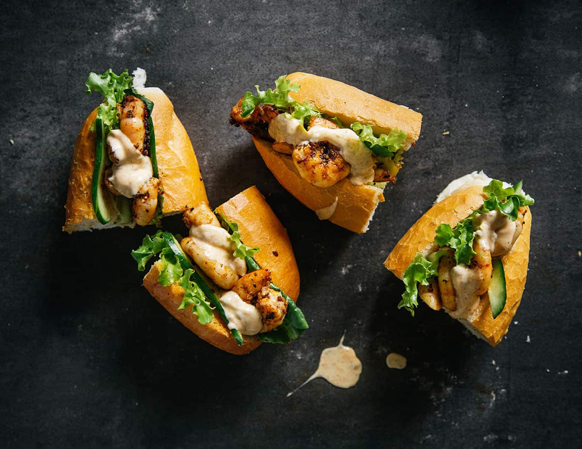 Louisiana prawn po'boy