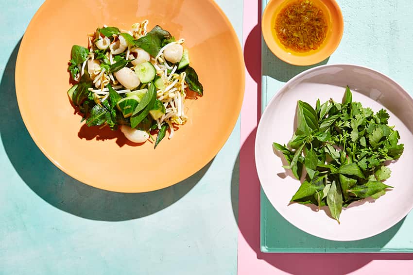 Lychee, cucumber and chilli salad