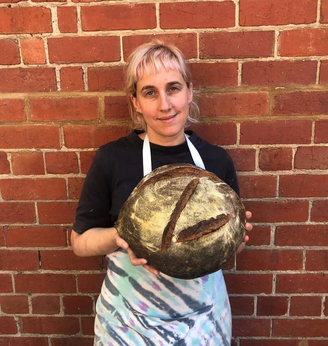 Maaryasha Werdiger makes sourdough bread which she sells at her bakery in Melbourne.