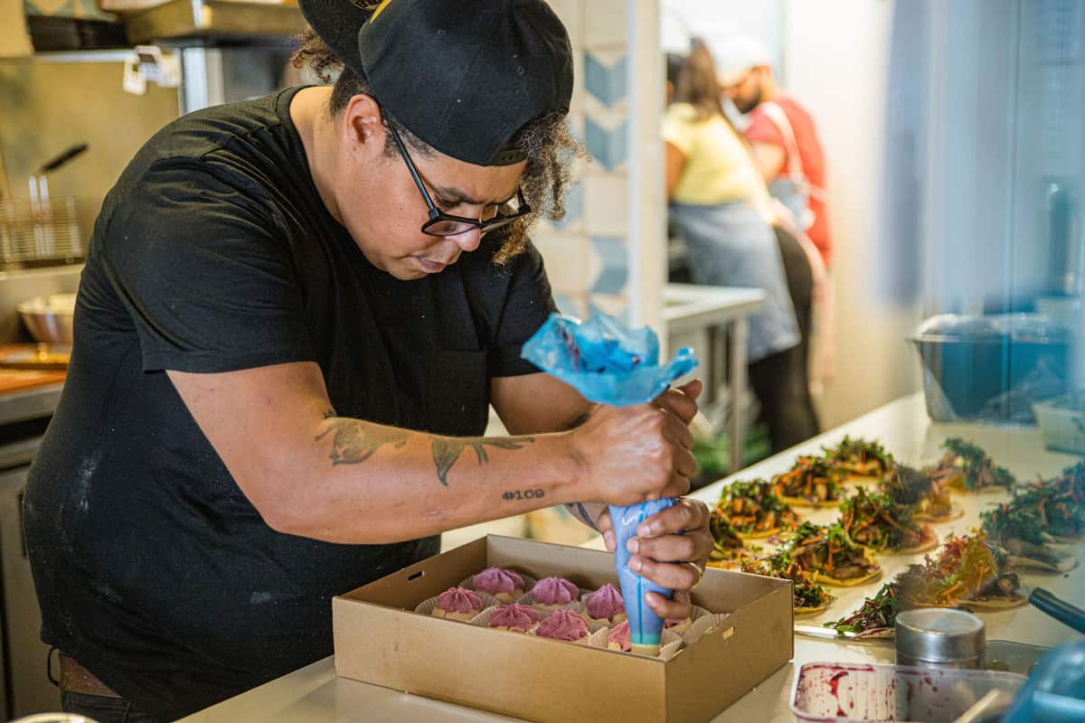 Nornie Bero prepping sweets at Mabu Mabu.