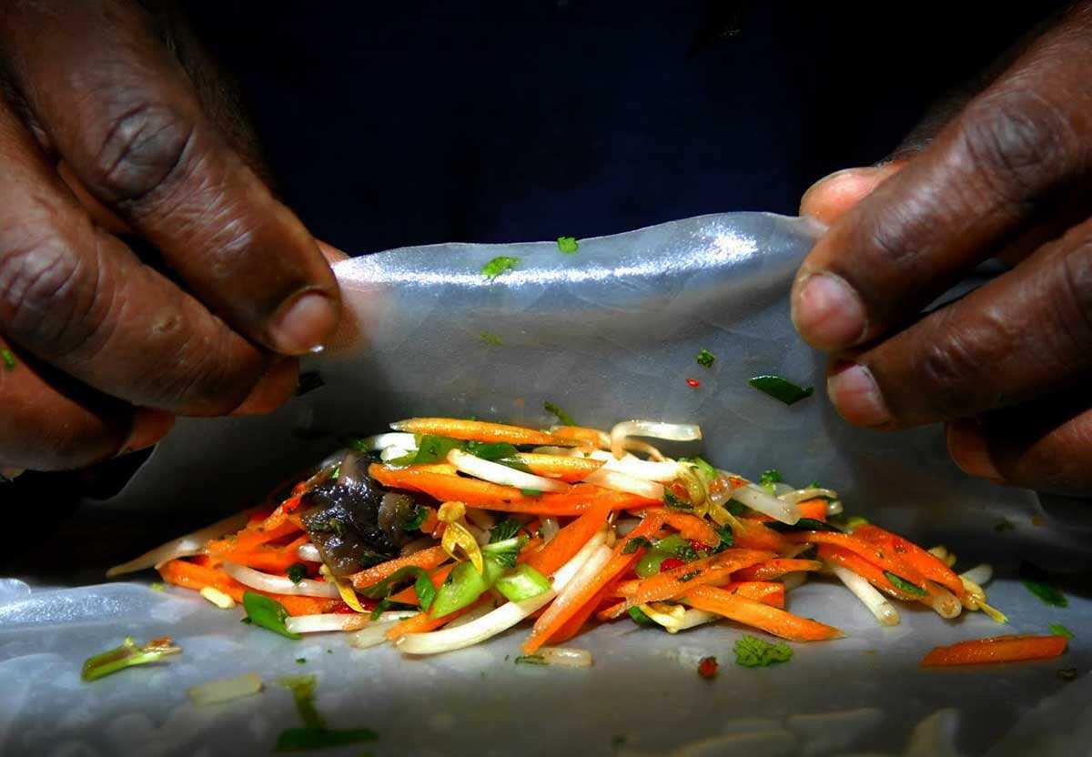 Making Vietnamese Rice Paper Rolls - ASRC Catering