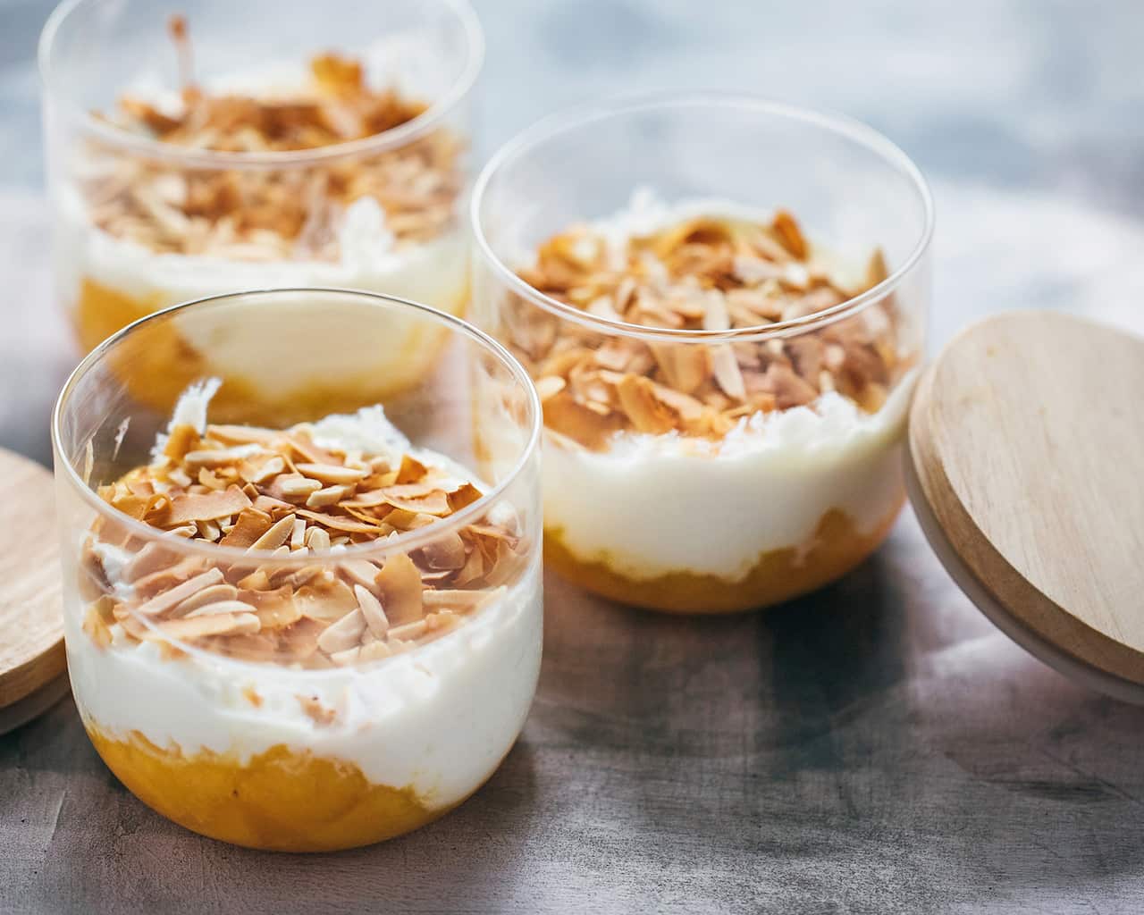 Mango and sheep's yoghurt pots