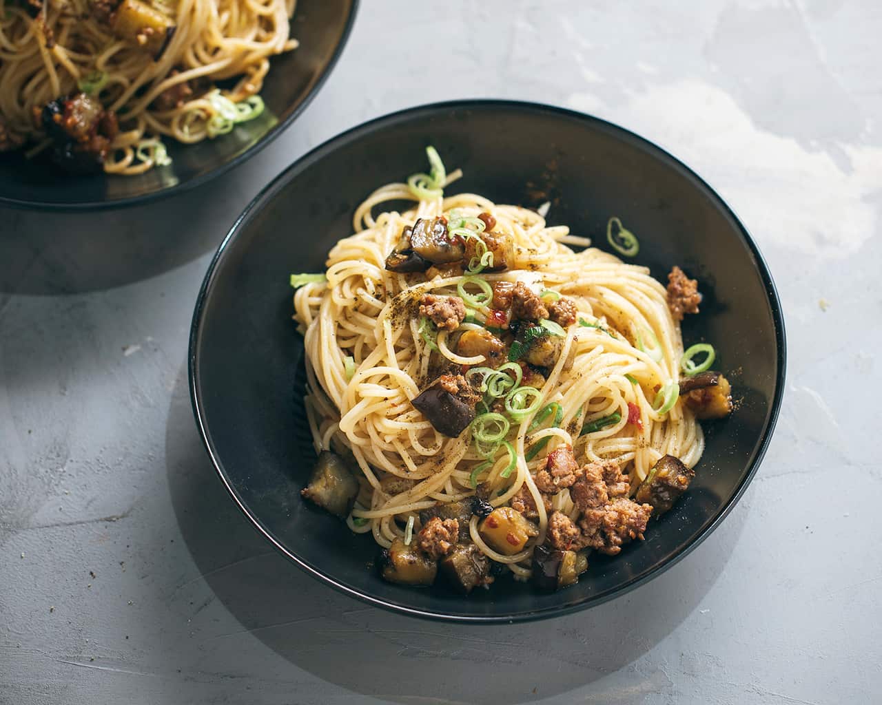 Mapo eggplant spaghetti