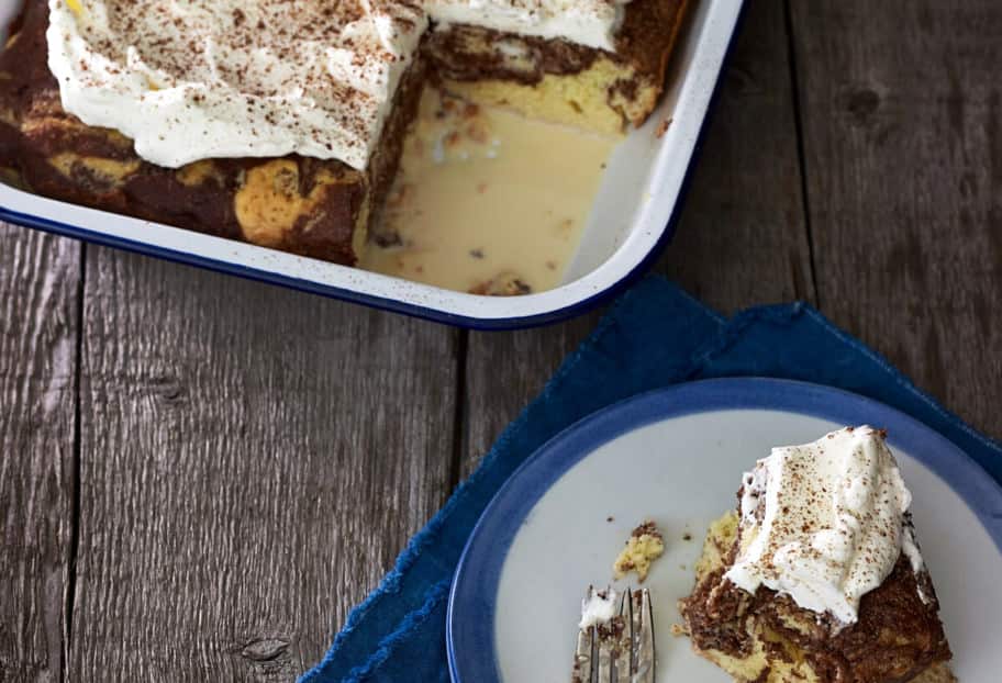 Marbled tres leches cake