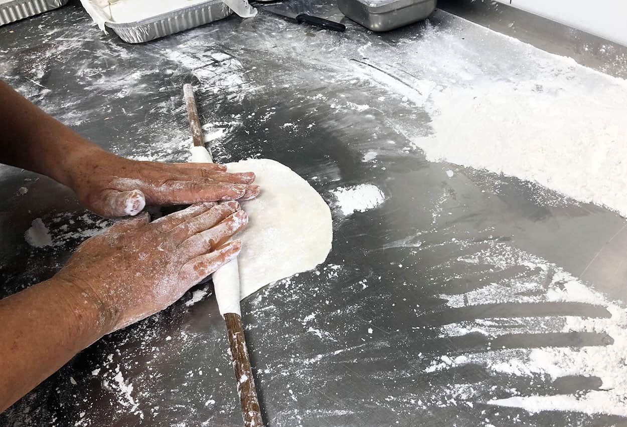 Maria Georgoulas rolls filo dough