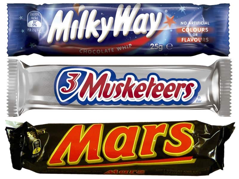 Milky Way and 3 Musketeers bars