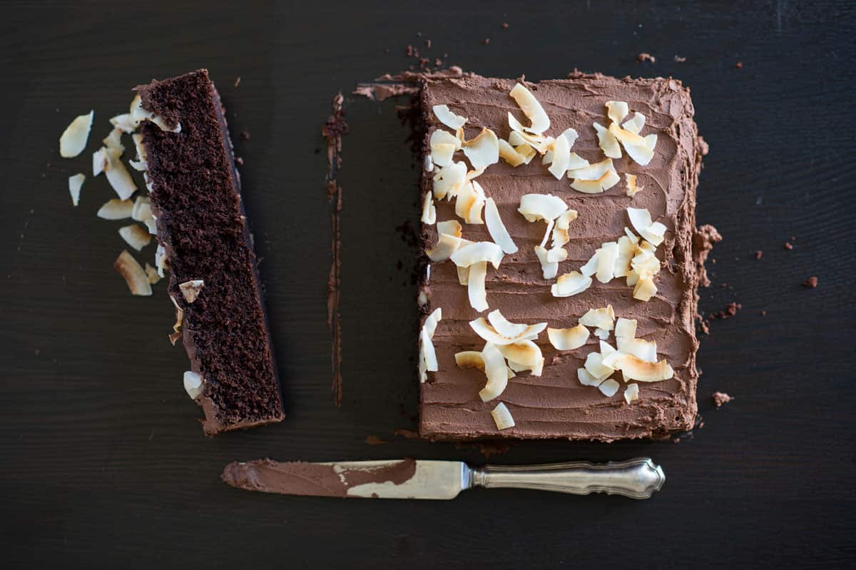 Melt and mix chocolate coconut cake