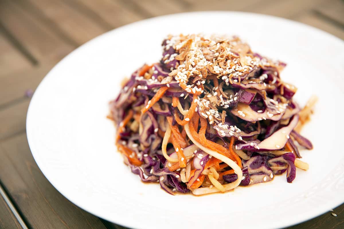 Prosperity slaw with tahini dressing