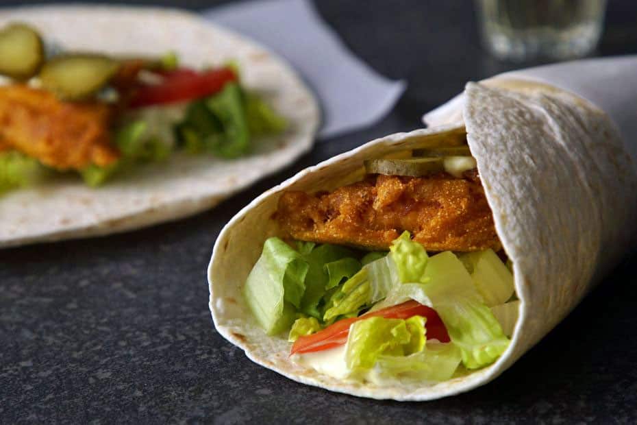 Crisp fish pita wrap 