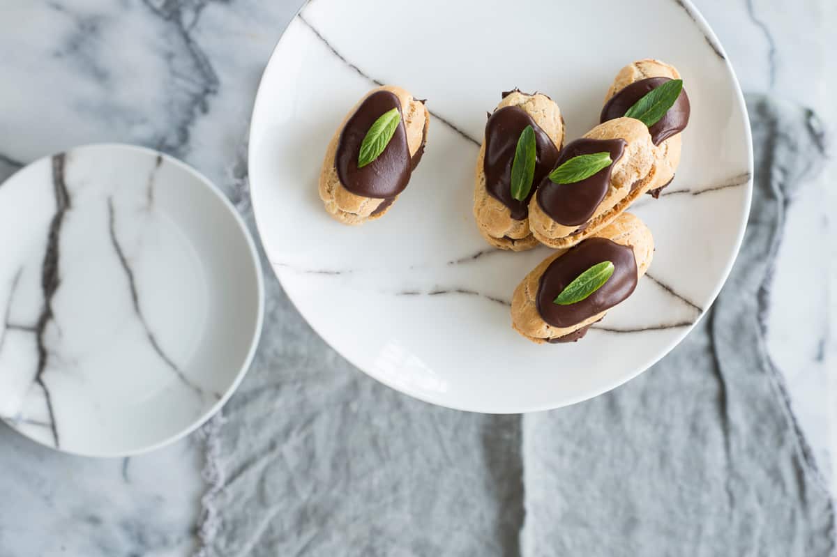 Double chocolate mint eclairs