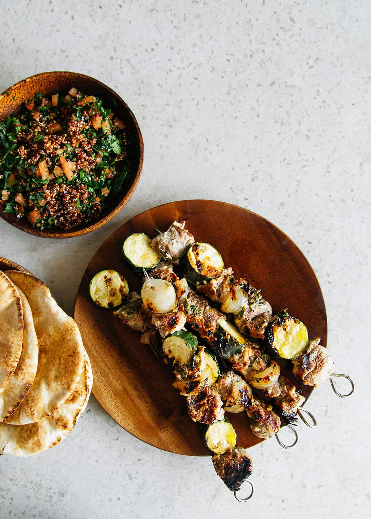 Mint & garlic lamb kebabs with quinoa tabouli