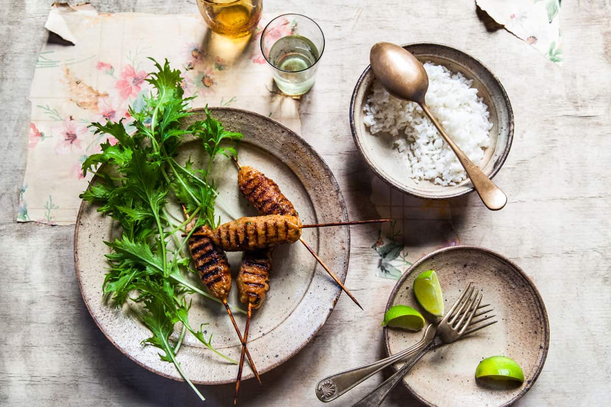 Chicken and miso skewers  