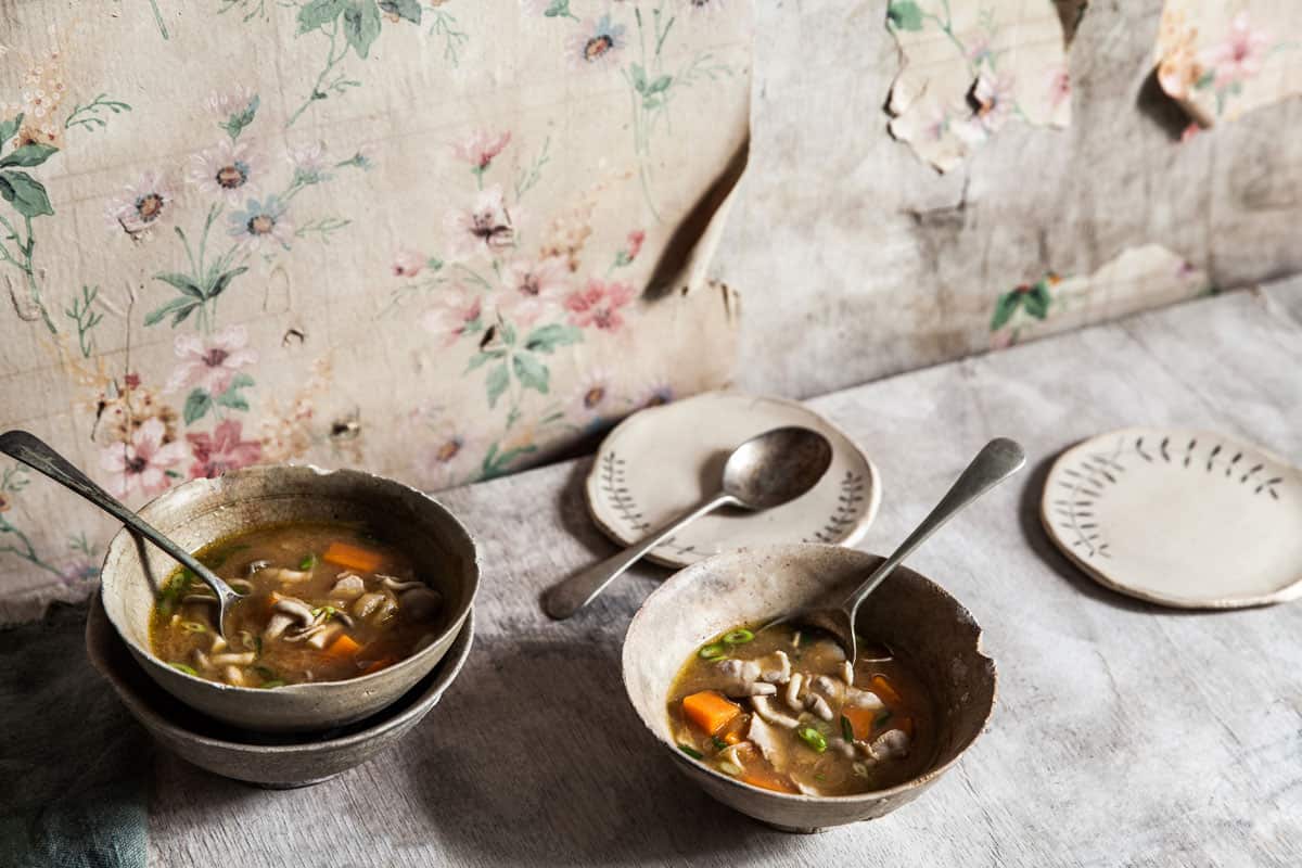 Pork, sweet potato and miso soup 