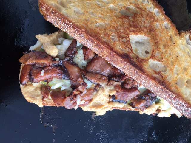 Mister Toast's shiitake bacon 'Cashio' cheese toastie.