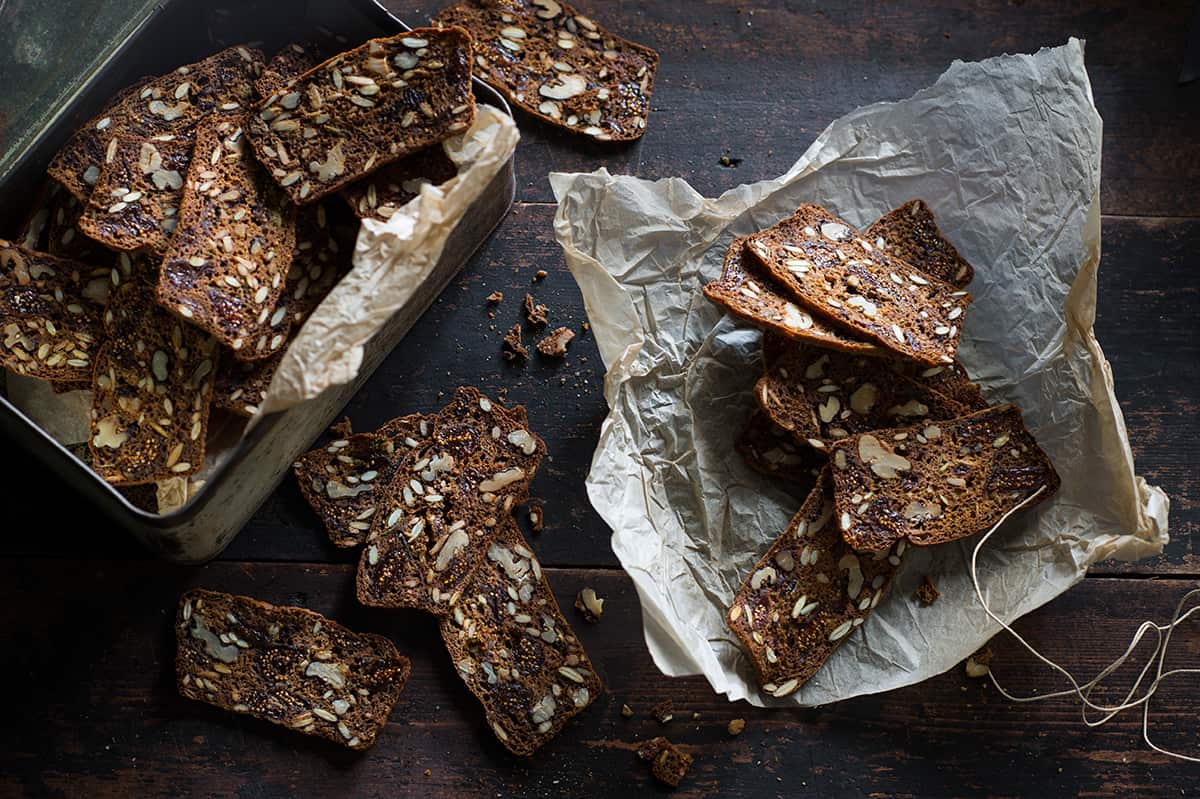 Mixed seed and fig crackers