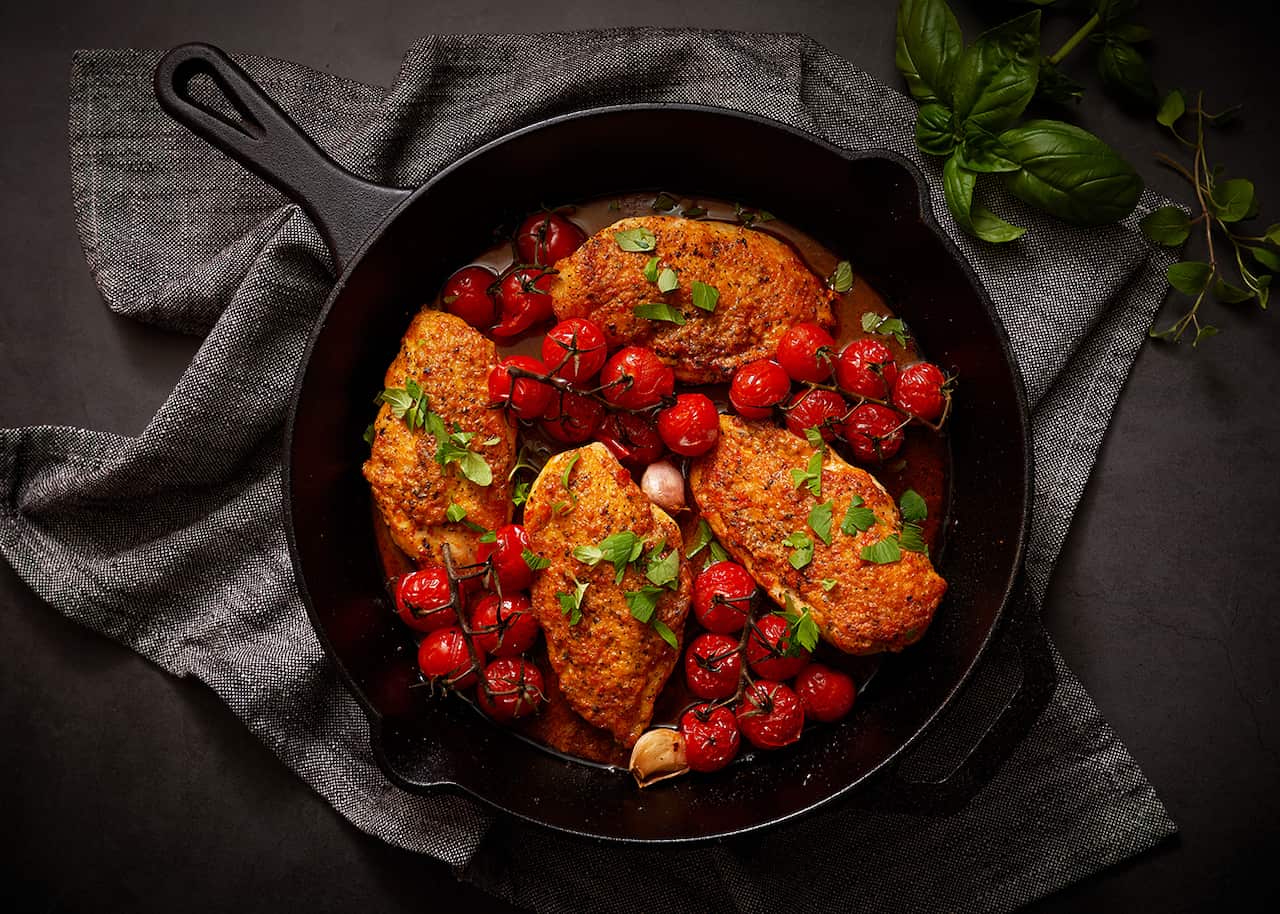 Tomato butter chicken with roasted tomatoes