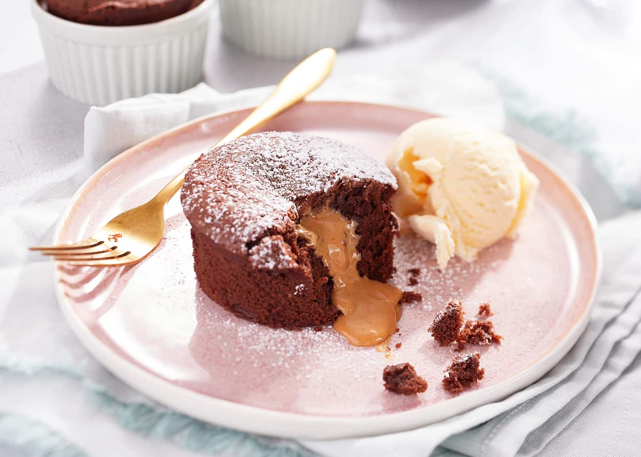 Chocolate peanut butter lava cakes