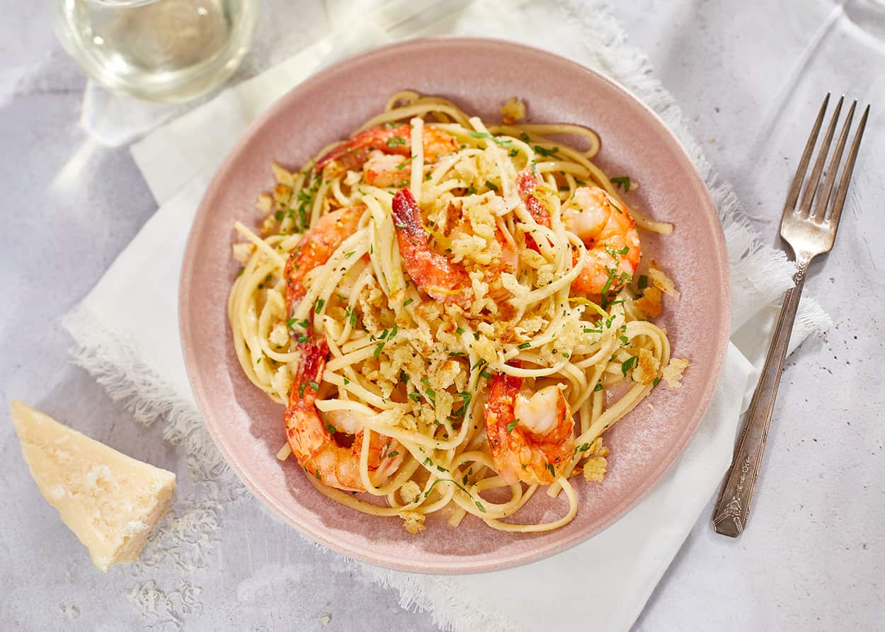 Prawn scampi linguine