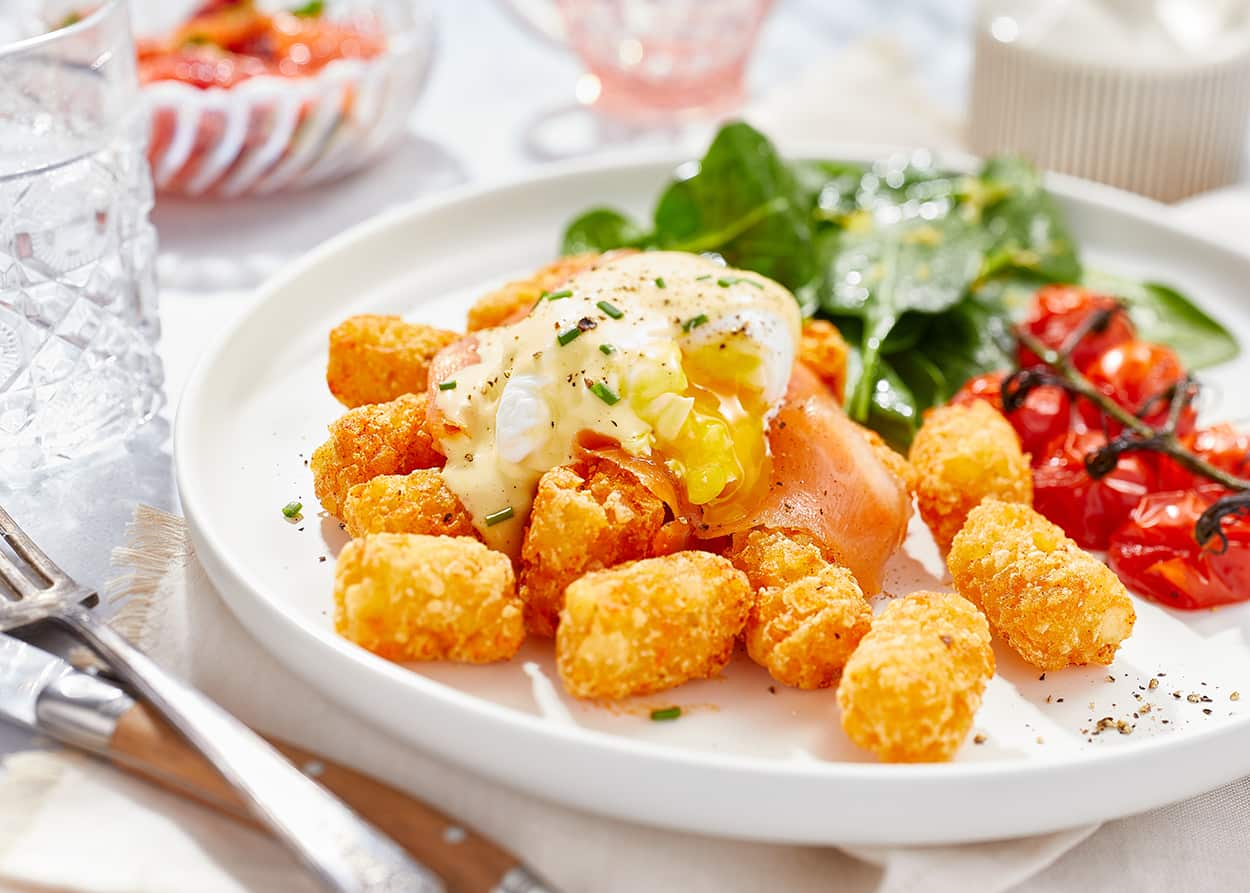 Potato nugget eggs benny
