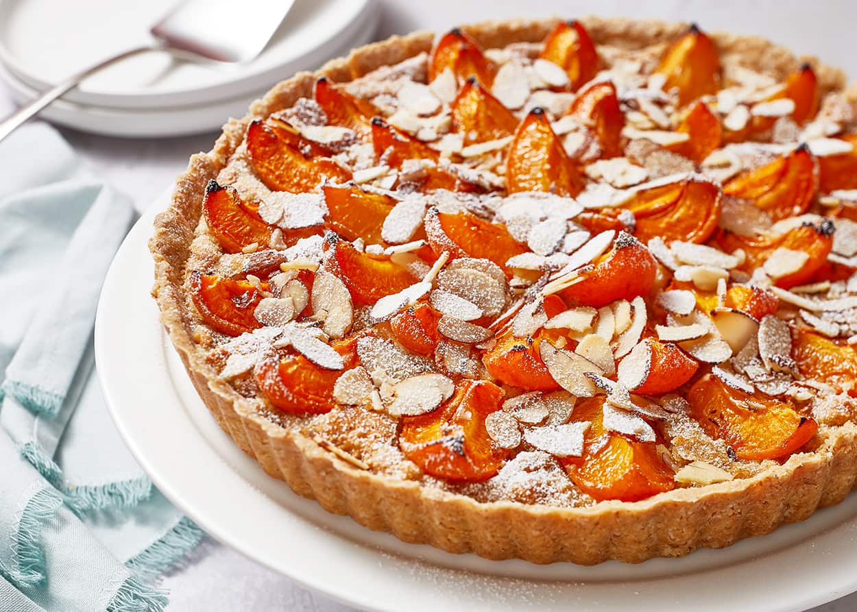 Gluten-free maple almond apricot tart