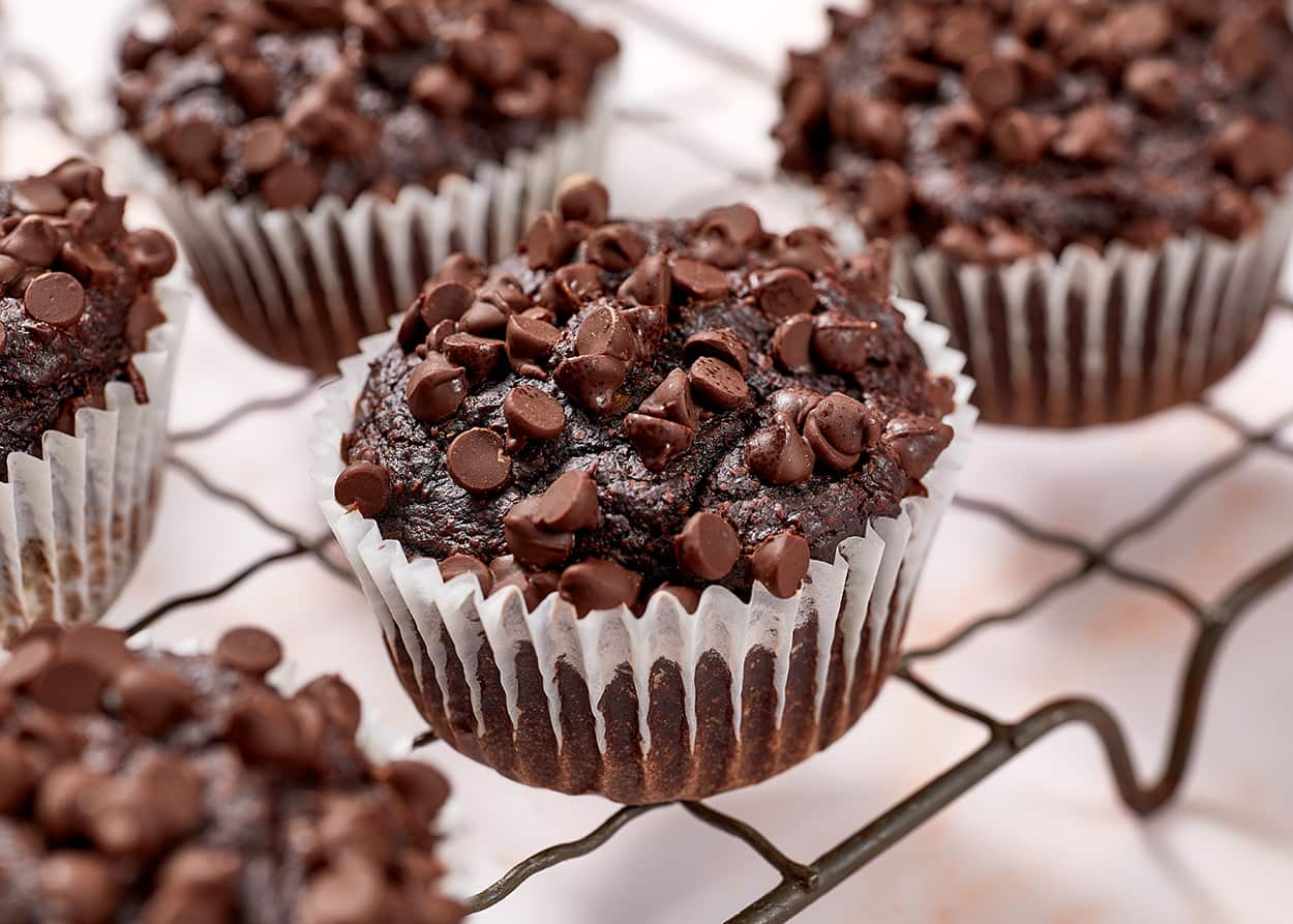 Double chocolate zucchini muffins