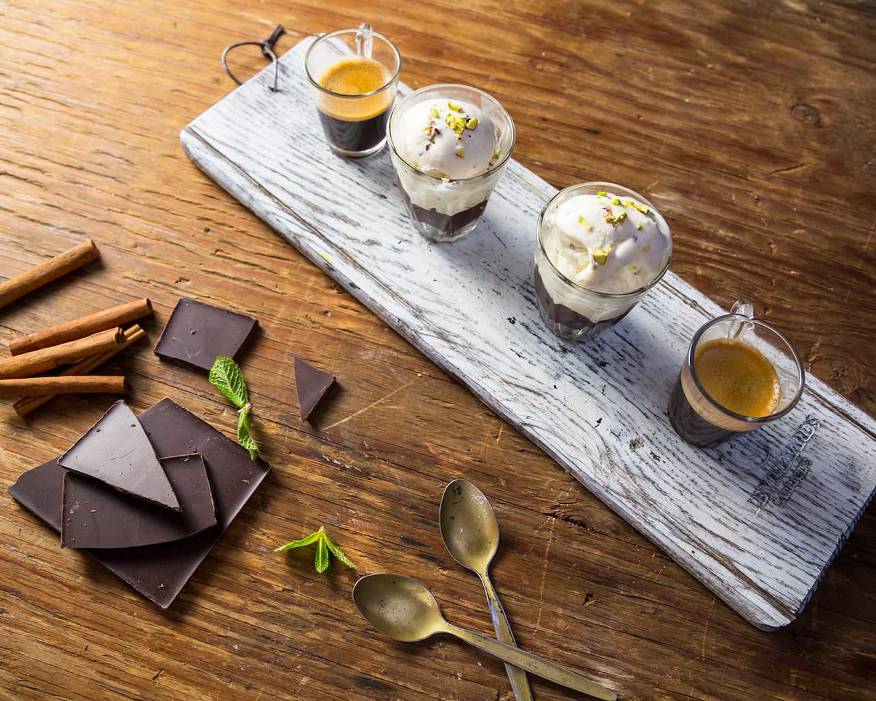 Mocha pistachio affogato